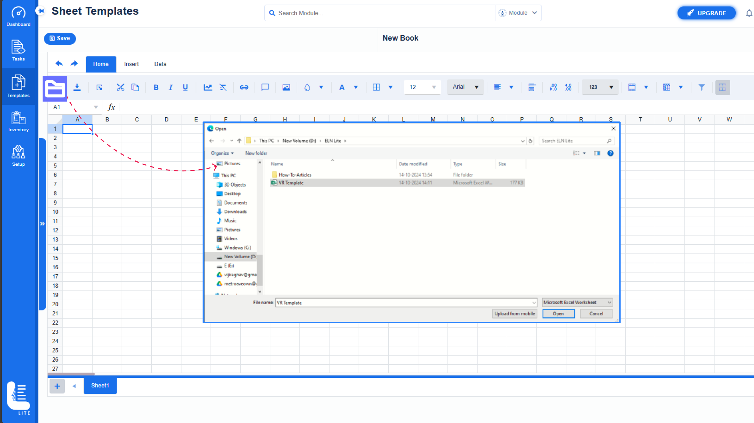 ELN Spresadsheet and easy Excel import